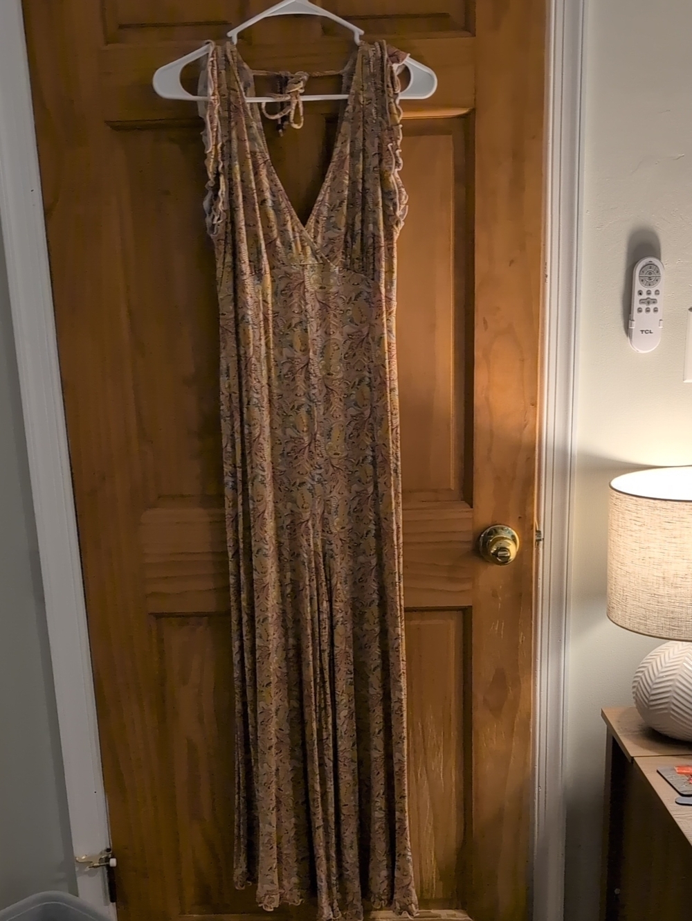 Anthropologie Brown Paisley V-Neck Sleeveless Maxi Dress